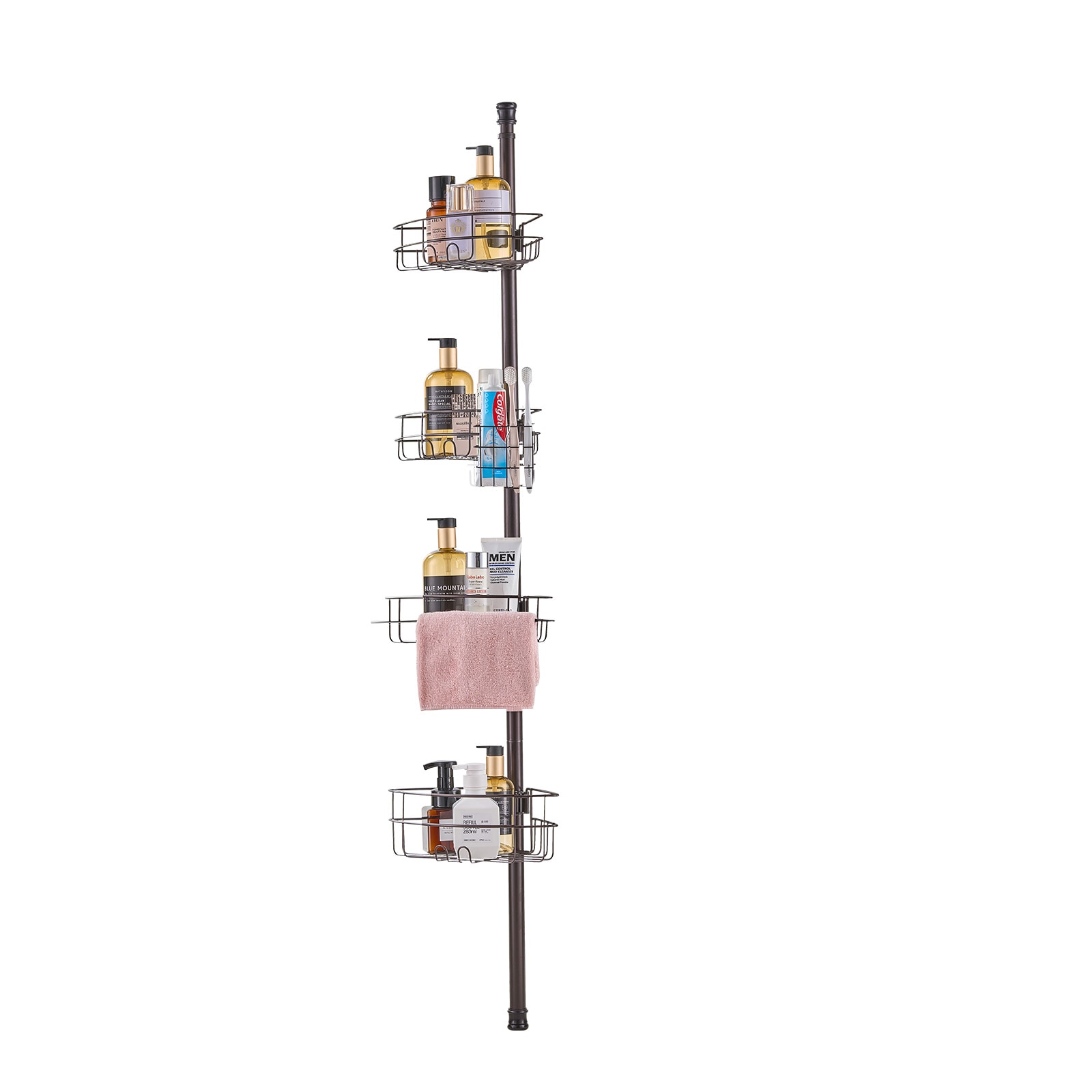 56" To 114" High Shower Corner Caddy Tension Pole Rust-Proof Tension Pole_voghion.com